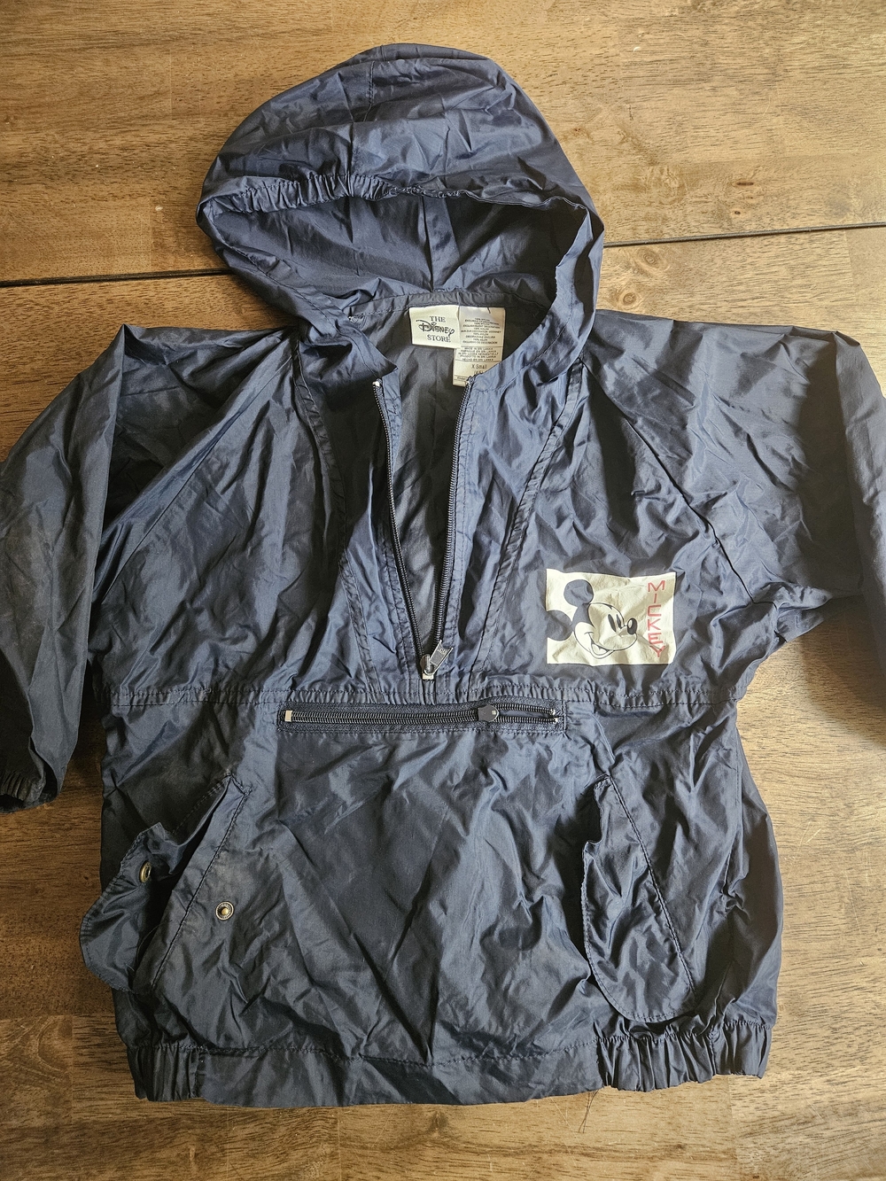 Disney Navy Hooded Mickey Windbreaker Pullover Jacket